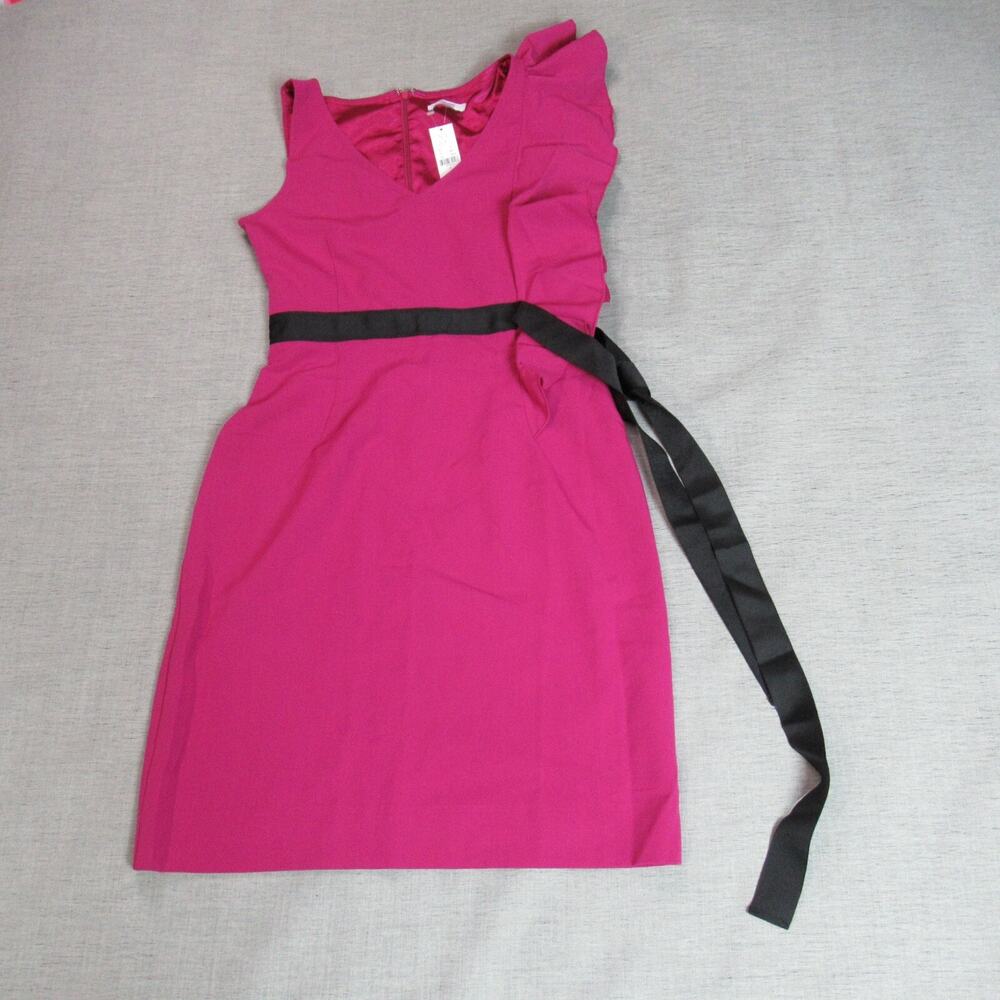 New York & Company Dress Womens Size 2 Pink Sleeveless Ruffle Cocktail Work NWT